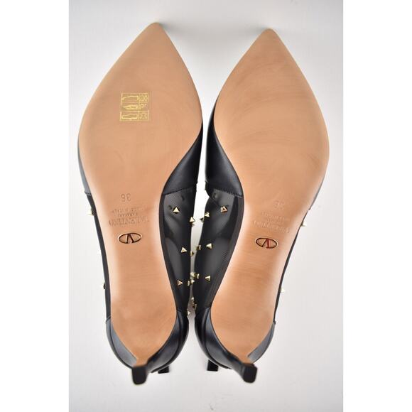 Valentino Rockstud Shining Mesh Black Leather Stud Kitten Heel Ankle Bootie 36 - Picture 12 of 12